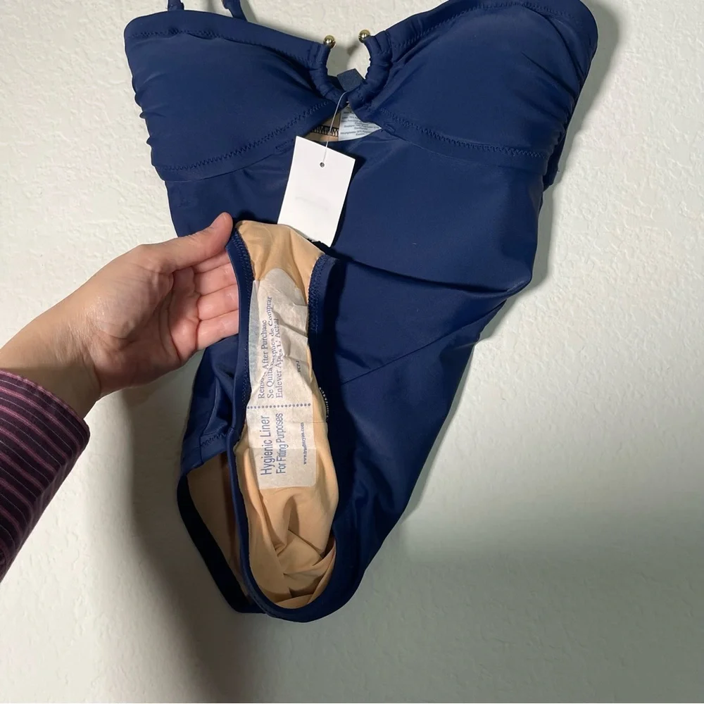 J Crew Fac NWT Ring One Piece Swimsuit Size XXS in Navy Blue Removable Straps